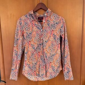 J. Crew Paisley LIBERTY PRINT Button Down Shirt - Red and Blue